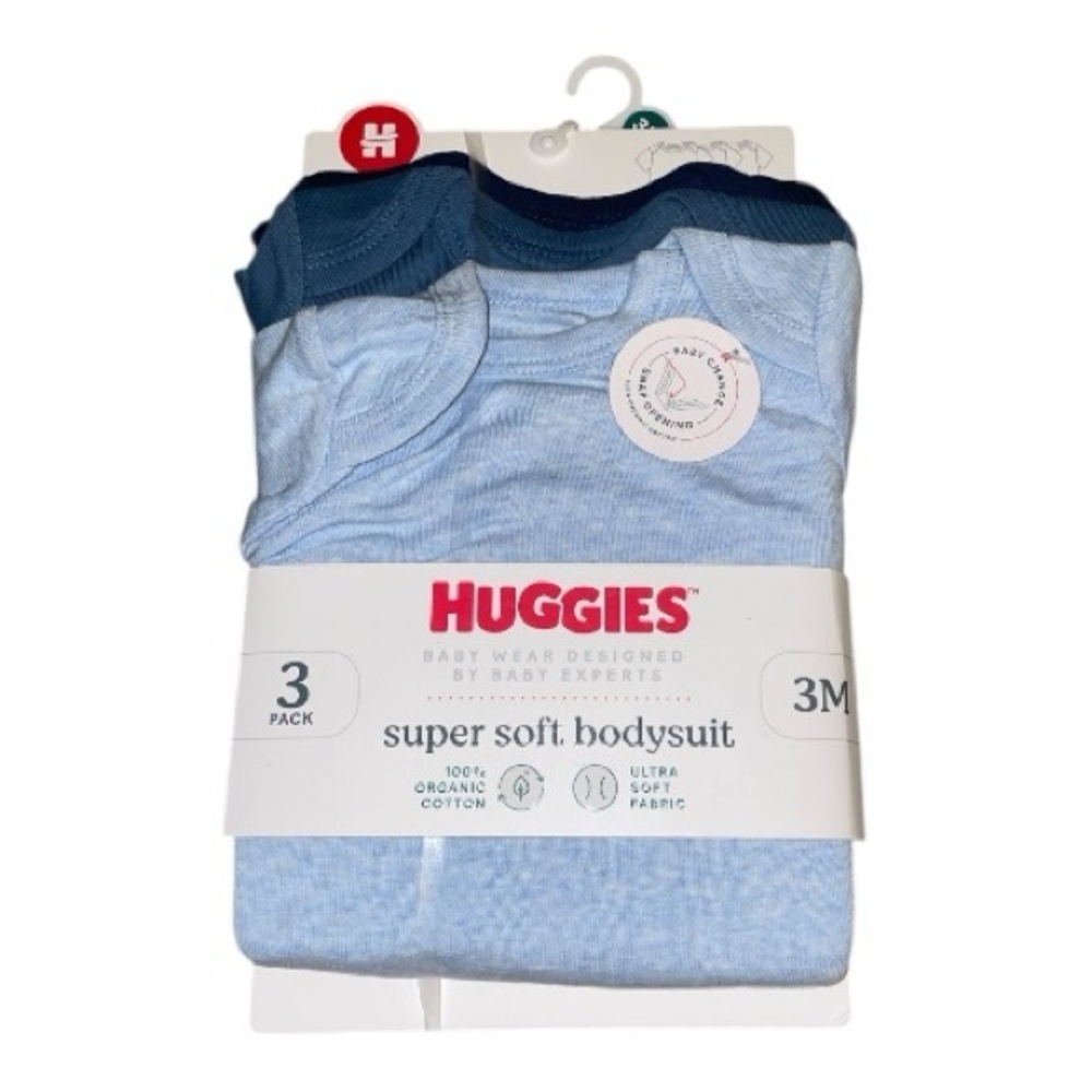 Huggies Baby Bodysuit 3-Pack Blue